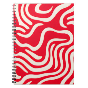 Notebook mit Abstraktem Rot-Weiß-Muster Notizblock