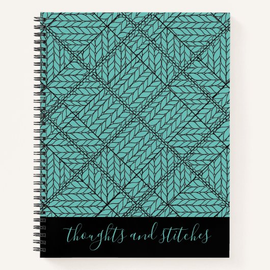 Notebook mit aquamariner RAUTE STRICK 8.5x11 + Tex Notizblock (Vorderseite)