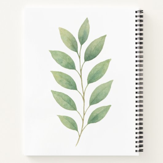 Notebook mit Aquarellorange-Zweig mit Blätter Notizblock (Rückseite)