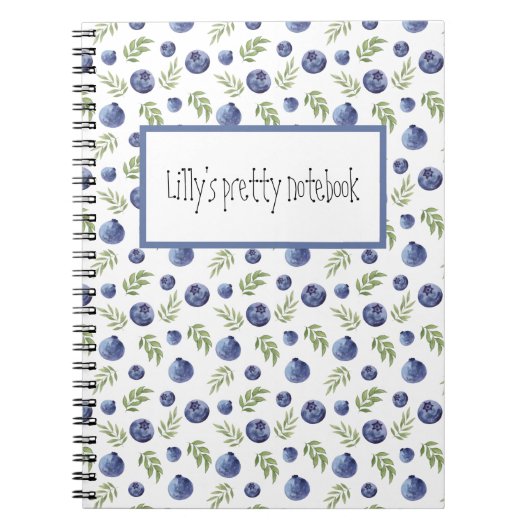 Notebook mit Blueberries und benutzerdefiniertem T Notizblock (Vorderseite)