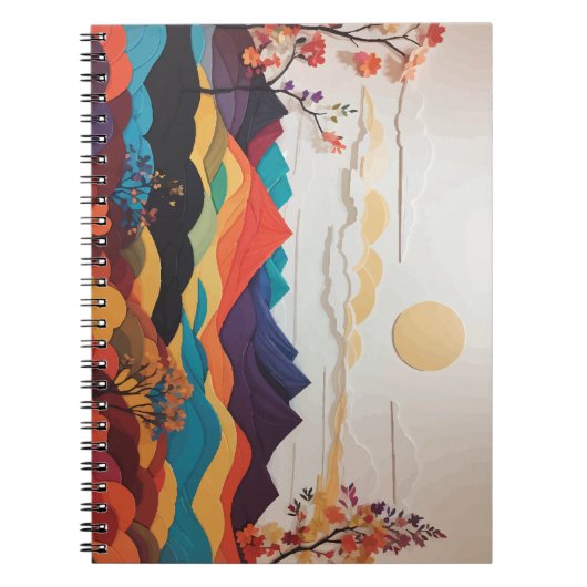 Notebook mit dynamischen Blume, Sun und Hills Notizblock (Vorderseite)
