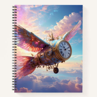 Notebook mit fantastischem Flügel- und Uhrendesign Notizblock