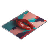 Notebook mit fett roten Lippen und Farben Notizblock (Linke Seite)