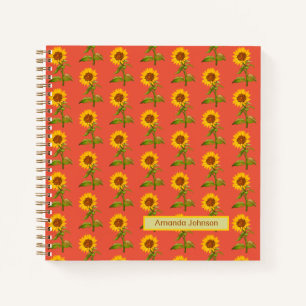 Notebook mit gelben Sonnenblumen Notizblock