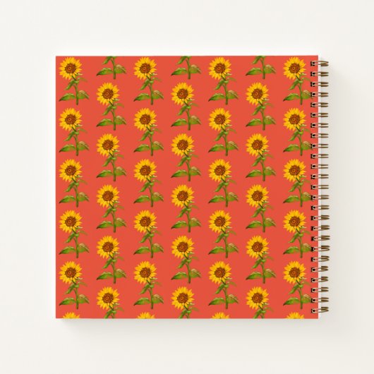 Notebook mit gelben Sonnenblumen Notizblock (Rückseite)