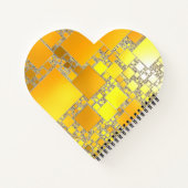 Notebook mit gelber und orangefarbener Herzform Notizblock (Rückseite)