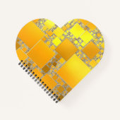 Notebook mit gelber und orangefarbener Herzform Notizblock (Vorderseite)