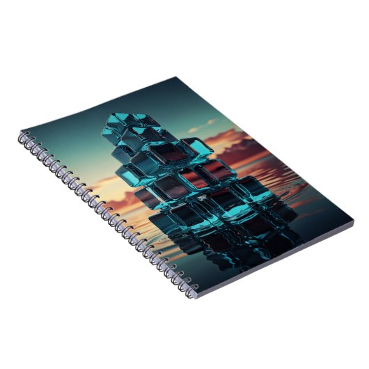 Notebook mit Glass Cube Pyramid - Ruhiger Sonnenun Notizblock (Rechte Seite)