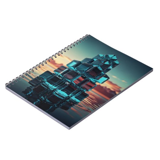 Notebook mit Glass Cube Pyramid - Ruhiger Sonnenun Notizblock (Linke Seite)