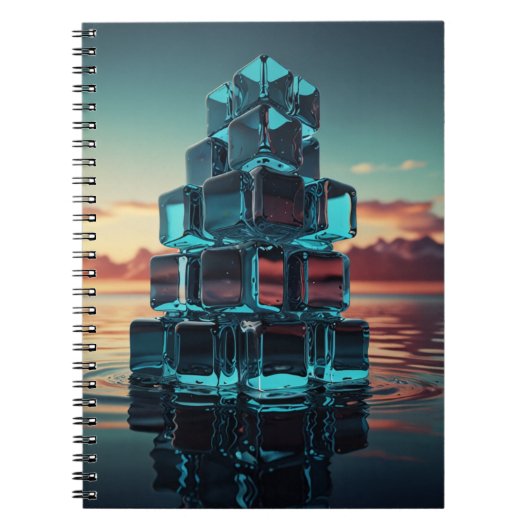Notebook mit Glass Cube Pyramid - Ruhiger Sonnenun Notizblock (Vorderseite)