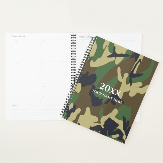 Notebook mit grüner Camouflage Planer (Anzeige)