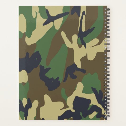 Notebook mit grüner Camouflage Planer (Rückseite)
