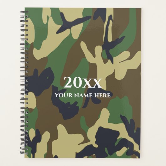 Notebook mit grüner Camouflage Planer (Vorderseite)