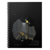 Notebook mit Katzenmalerei und Regen Quote Cover Notizblock (Vorderseite)