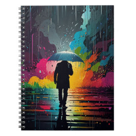 Notebook mit lebendiger Regenschauer Notizblock