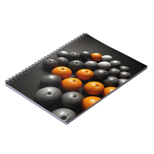 Notebook mit lebhaftem Orange- und Gray-Muster Notizblock (Linke Seite)