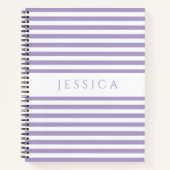 Notebook mit lila und weißem Streifenmuster Notizblock (Vorderseite)