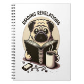 Notebook mit Mops, Kaffee und Buch (Vorderseite)