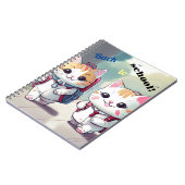Notebook mit niedlichen Katzen, die zur Schule geh Notizblock (Linke Seite)