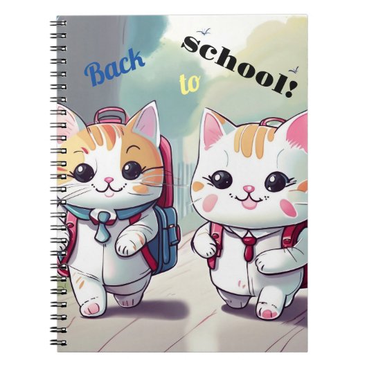 Notebook mit niedlichen Katzen, die zur Schule geh Notizblock (Vorderseite)