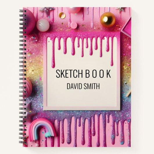 Notebook mit personalisierten Glitzer-Tropfen Notizblock (Vorderseite)
