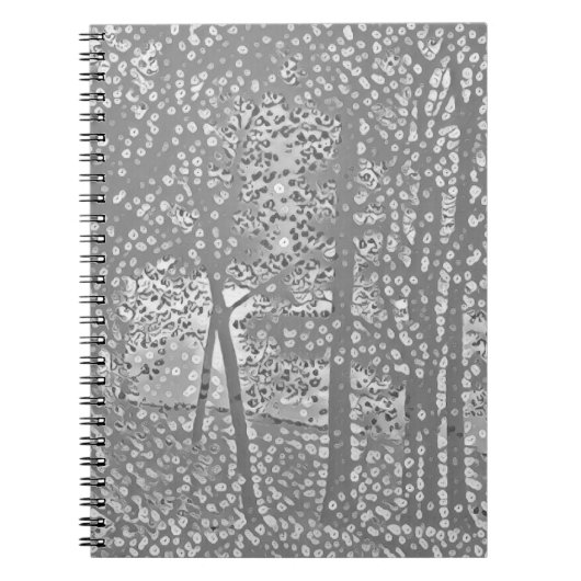 Notebook mit Pointillistischen Bäumen Notizblock (Vorderseite)
