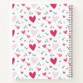 Notebook mit rosa Herzen Muster und individuellem Notizblock (Rückseite)
