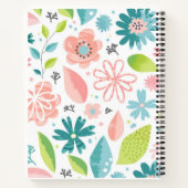 Notebook mit rosa und Aquamariner Blume Notizblock (Rückseite)