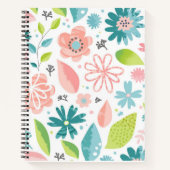 Notebook mit rosa und Aquamariner Blume Notizblock (Vorderseite)