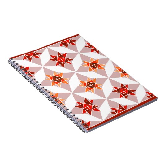 Notebook mit rotem und orangefarbenem Quiltmuster Notizblock (Rechte Seite)