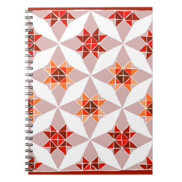 Notebook mit rotem und orangefarbenem Quiltmuster Notizblock