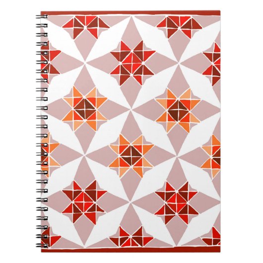 Notebook mit rotem und orangefarbenem Quiltmuster Notizblock (Vorderseite)