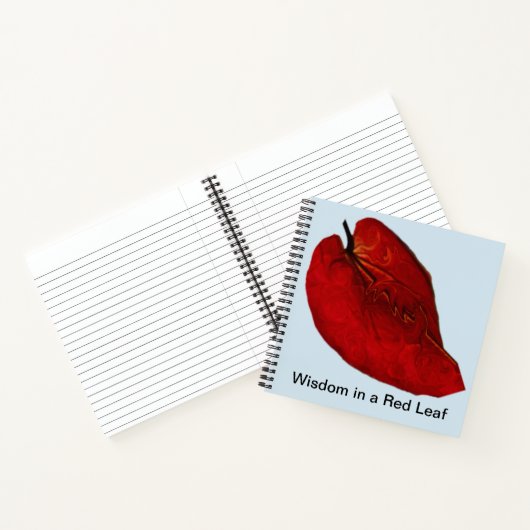 Notebook mit roter Leaf-Kunst an der Vorderseite Notizblock (Innenseite)