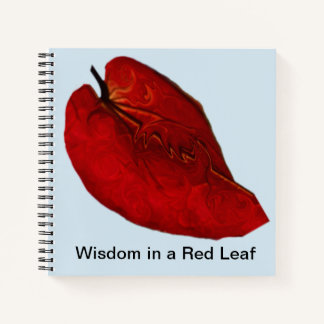 Notebook mit roter Leaf-Kunst an der Vorderseite Notizblock