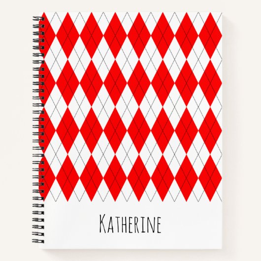 Notebook mit roter und weißer Raute Notizbuch (Vorderseite)