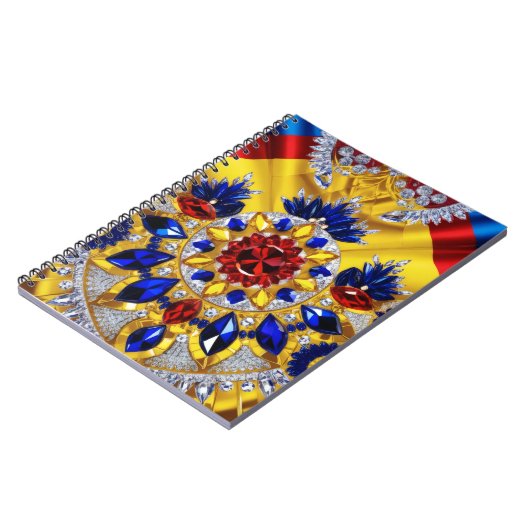 Notebook mit rumänischen Farben Abstract Design Notizblock (Linke Seite)