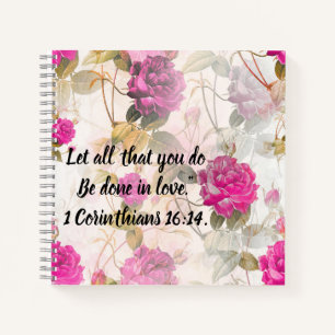 Notebook mit Schriftzug im Vintage-Rosa-Rosen-Desi Notizblock