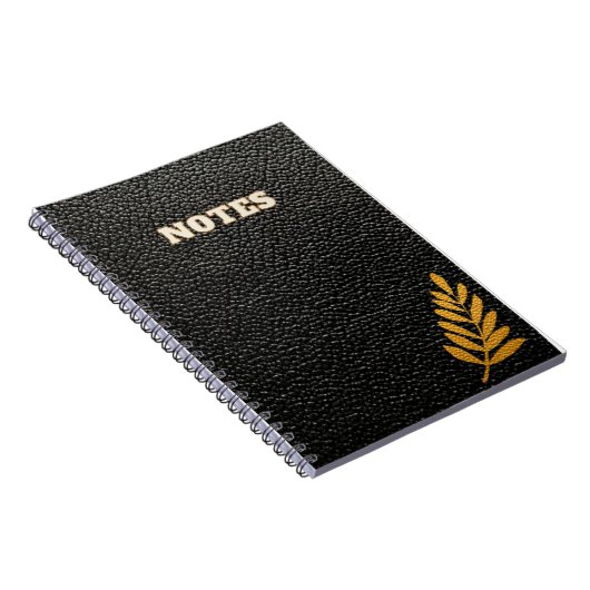 Notebook mit schwarzem Leder Notizblock (Rechte Seite)