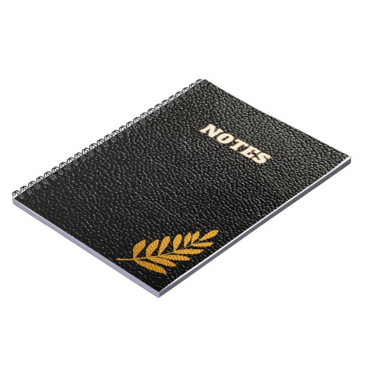 Notebook mit schwarzem Leder Notizblock (Linke Seite)