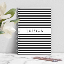 Notebook mit schwarzem und weißem Streifen
