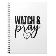 Notebook mit schwarzer und weißer Uhr & Pray-Spira