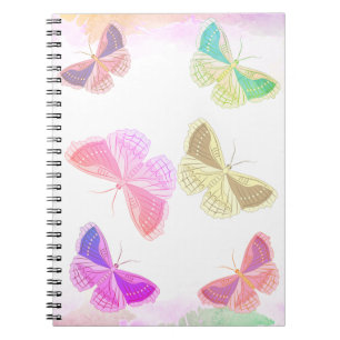 Notebook mit sechs verschiedenen Schmetterlingen Notizblock