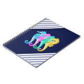 Notebook mit Seepferden aus Aqua/Rosa/Blau/Gold Notizblock (Linke Seite)