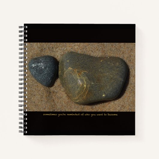 Notebook mit Steinbild + inspirierender Text Notizblock (Vorderseite)