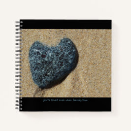 Notebook mit Steinbild + inspirierender Text Notizblock