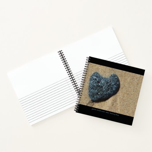 Notebook mit Steinbild + inspirierender Text Notizblock (Innenseite)