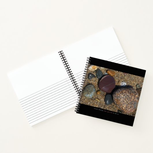 Notebook mit Steinbild + inspirierender Text Notizblock (Innenseite)