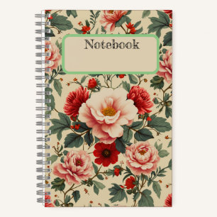 Notebook mit Vintager Blume Notizblock