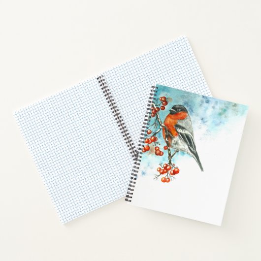 Notebook mit Watercolor Eurasian Bullfinch Notizblock (Innenseite)