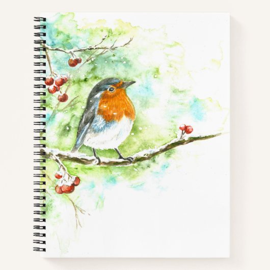 Notebook mit Watercolor Robin Notizblock (Vorderseite)